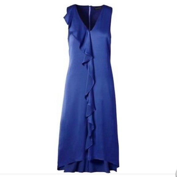 𝅺Banana republic Cascade satin ruffle front dress - Picture 5 of 11